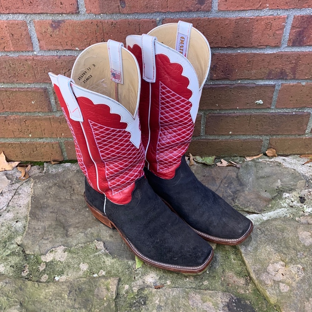 Olathe Black Roughout Cowboy Boot 11D